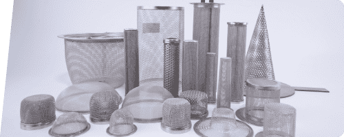 Filtration components in various shapes and sizes are displayed.