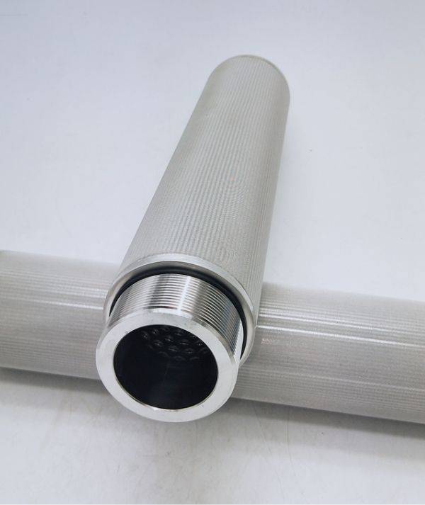 2 stainless steel sintered filter cartridges are displayed