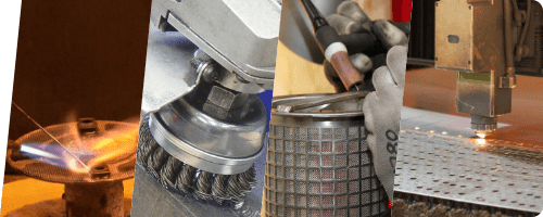 Various wire mesh manufacturing techniques are displayed.